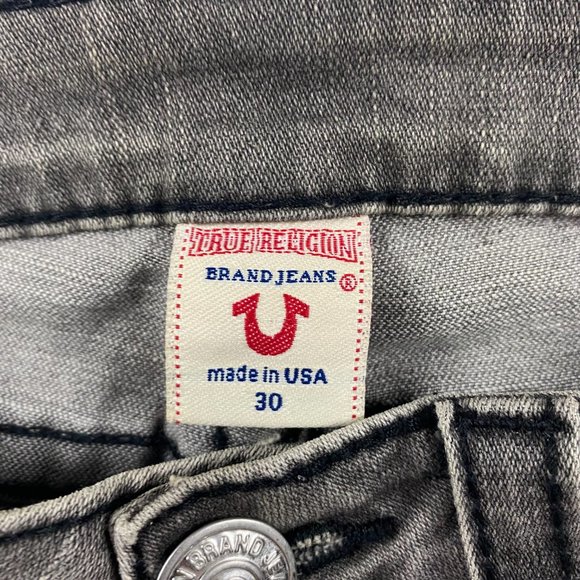 True Religion Johnny Big T Jeans Womens Size 30 x 34 Gray Black Stretch - Picture 10 of 16